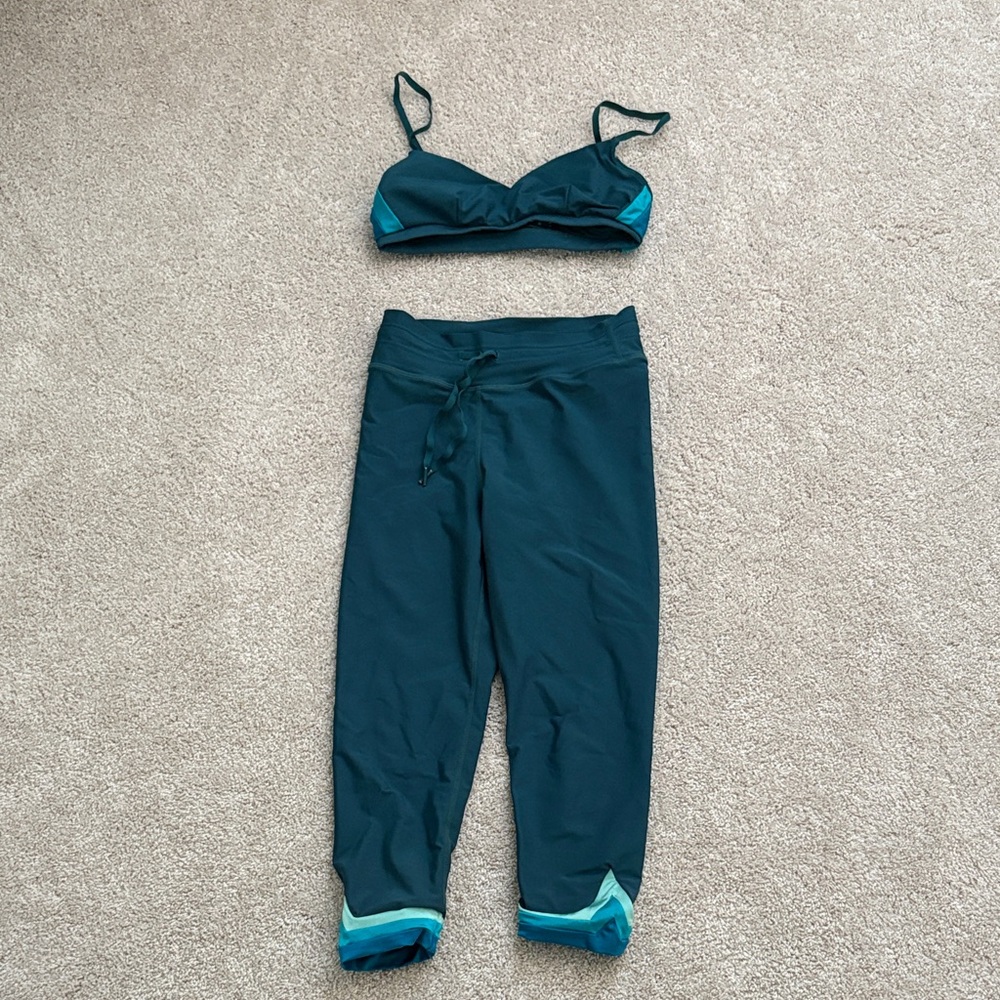 The Upside Teal & Aqua Leggings and Bra Set